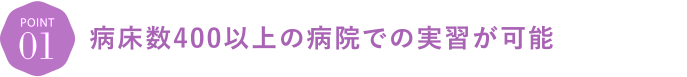 病床数400床以上の病院で実習ができる